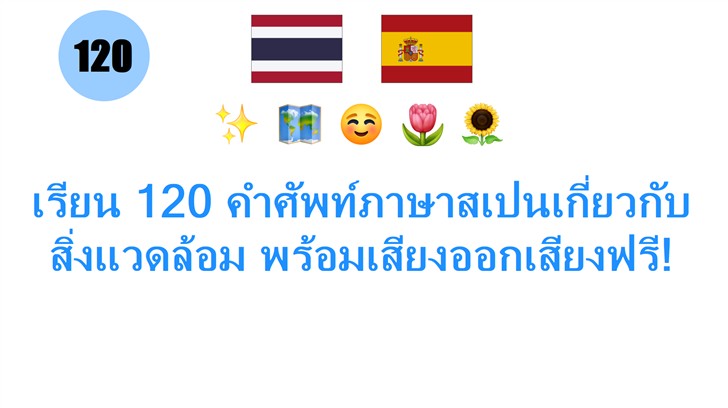 เรียน 120 คำศัพท์ภาษาสเปนเกี่ยวกับสิ่งแวดล้อม พร้อมเสียงออกเสียงฟรี!